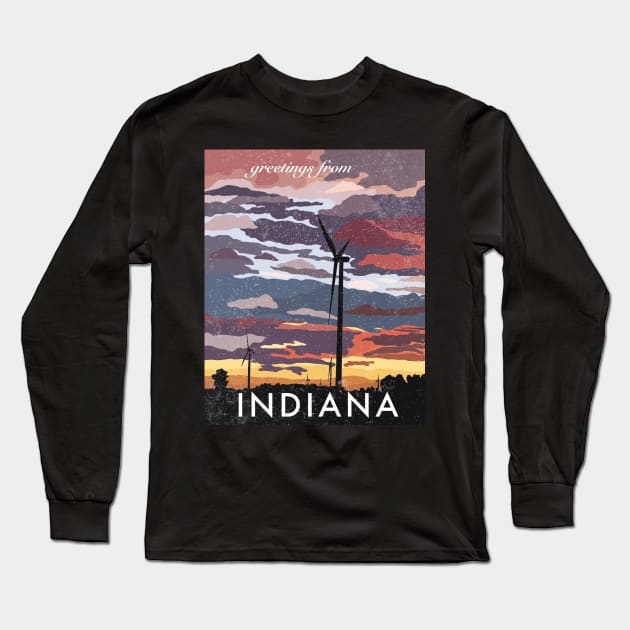 Greetings from Indiana Long Sleeve T-Shirt by quirkyandkind